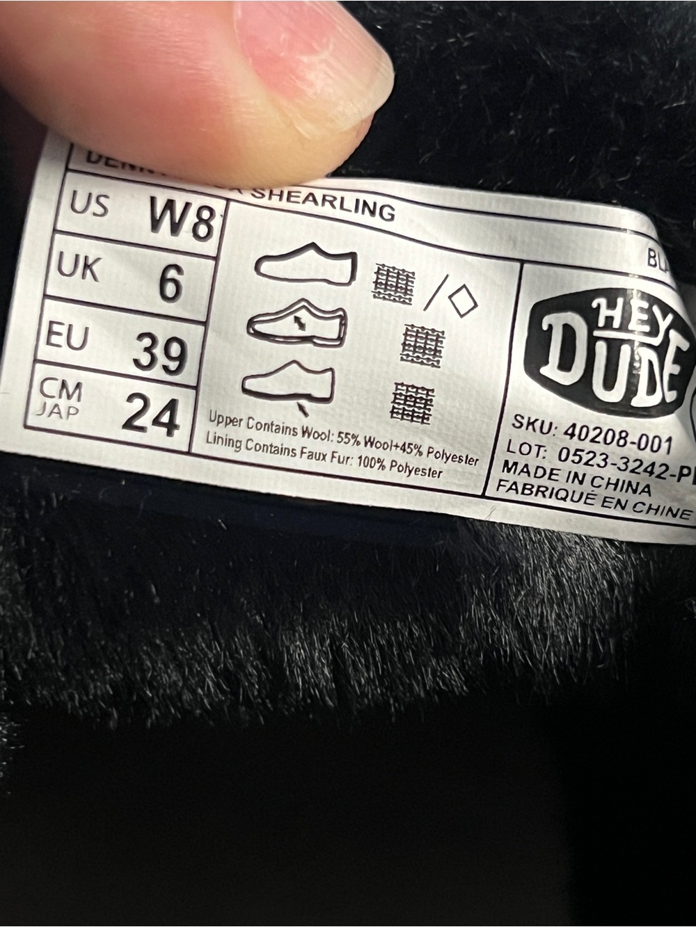 HEY DUDE Denny Faux-Fur Black boots - Picture 5 of 6